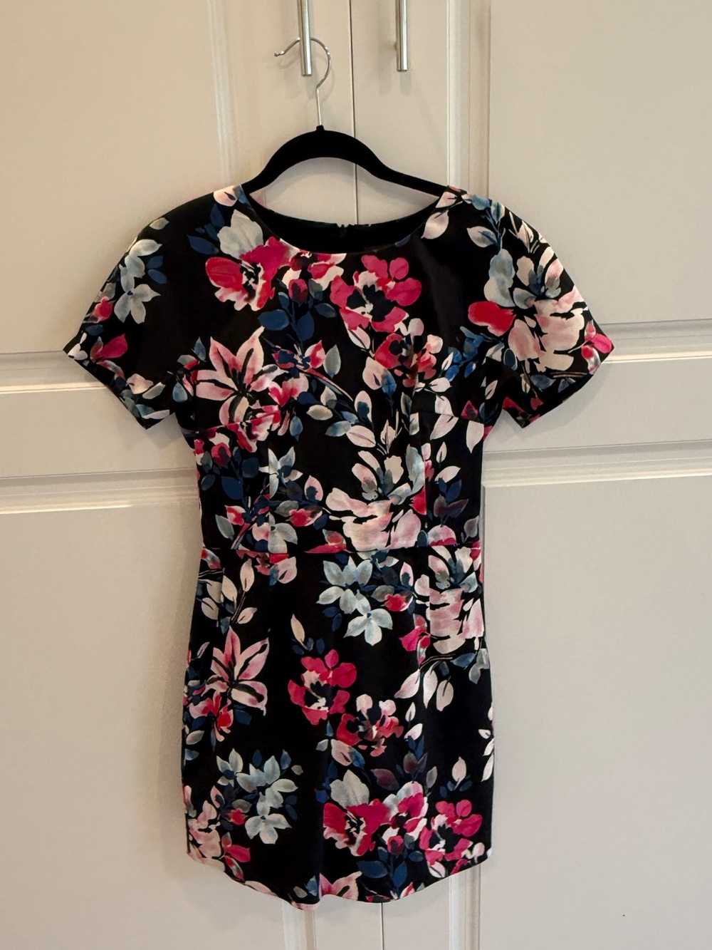 French Connection Navy Midi Dress with Pink & Blue Floral Print